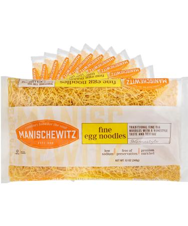 MANISCHEWITZ Fine Egg Noodles, 12-Ounce Bags (Pack of 12)