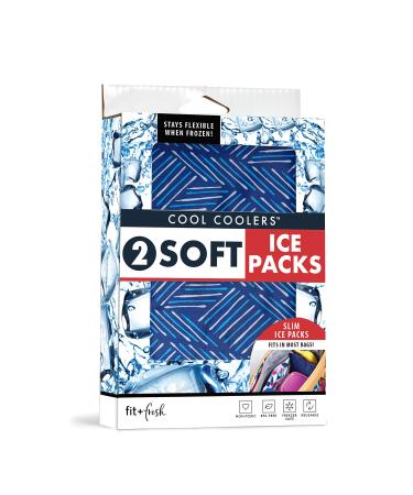 Fit & Fresh Cool Coolers Reusable & Flexible Soft Ice Packs, 2PK, Navy Sketch Weave & Blue