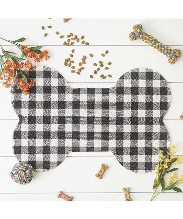 DII Braided Pet Mat Collection - 100% Cotton, Heart & Bone Shape, Navy Purrfect Black/White Buffalo Check - Buy Online on GoSupps.com