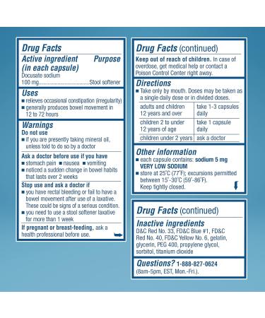 Colace Regular Strength Stool Softener 100mg Capsules - 250 Count Pack for Gentle Relief | Docusate Sodium Stool Softener - Buy Online on GoSupps.com