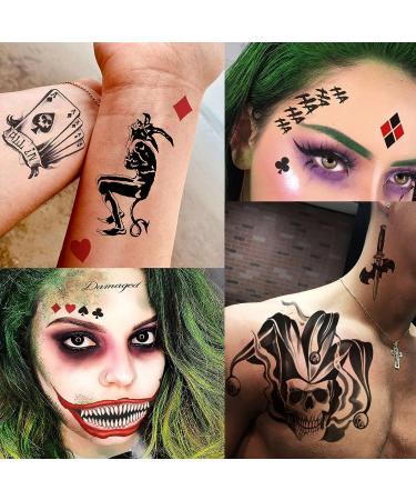 GOROMON The Joker Temporary Tattoos - Halloween Makeup Kit for Adults - 6 Sheets - Buy Online on GoSupps.com