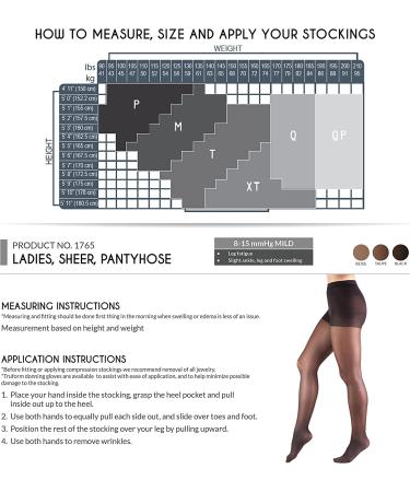 Truform Compression Sheer Pantyhose Beige Tall 2-Pack - 8-15 mmHg - Buy Online on GoSupps.com