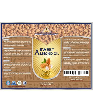 All-Natural Cold Pressed Sweet Almond Carrier Oil - Bulk Wholesale for Skin & Hair Care | Ancient Health Remedies (1 oz - Buy Online on GoSupps.com