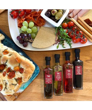 Premium Olive Oil Gift Set - 4 Infused Olive Oils & Balsamic Vinegar in Metal Rack - Perfect Italian Cooking Gift for Chefs - Buy Online on GoSupps.com