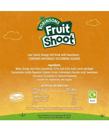 Robinsons Fruit Shoot Orange Juice 8 x 200ml - Refreshing Fruit Juice Drink - Buy Online on GoSupps.com