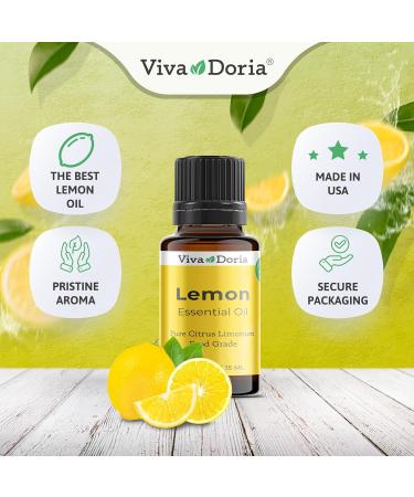 Viva Doria 100% Pure Lemon Essential Oil - Food Grade Undiluted 15 mL | Premium Southwest USA Lemon Oil for Aromatherapy & Culinary Use - Buy Online on GoSupps.com