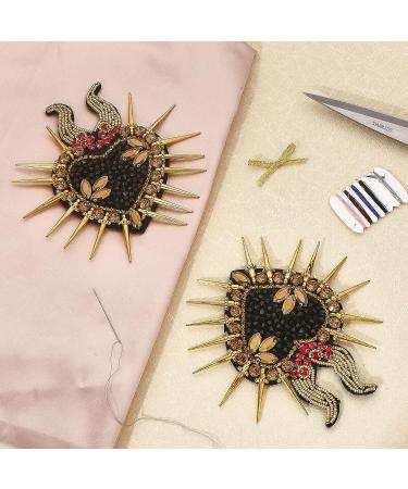CHGCRAFT 2 Pcs Embroidery Beaded Rhinestone Heart Patches - Punk Style Sew on Patches for Clothing Repair - Gold Sequin Paillette - Buy Online on GoSupps.com