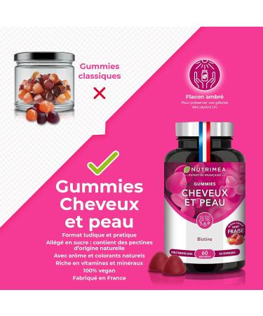  Laboratoires Nutrimea Nutrimea - Hair and Nail Gummies - Hair and Nail Health - Skin Quality - With Biotin Zinc and Selenium - Buy Online on GoSupps.com