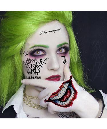 Rejaski Joker Tattoos - 12 Sheets Suicide Squad & Halloween Face Makeup Kit - Fake Temporary Stickers - Buy Online on GoSupps.com