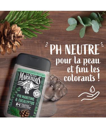 Le Petit Marseillais - Men's Shower Gel Maritime Pine & Eucalyptus (250 ml bottle) - 4 in 1 formula for body hair face - Buy Online on GoSupps.com