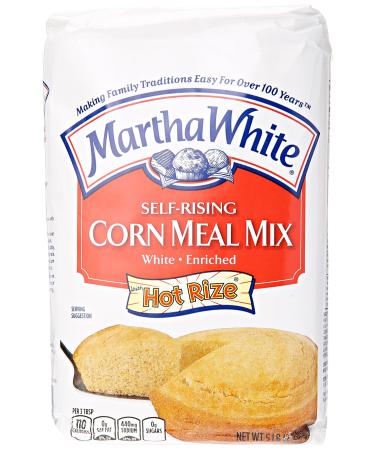 Smuckers Martha White Corn Meal Mix, Self-Rising, Enriched, White, 5 lb
