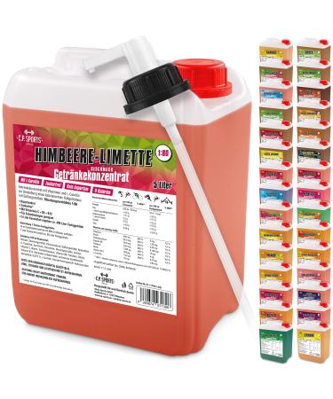 C.P.Sports 5 liters of drinks SIRUP beverage concentrate for approx. 400 liter finished drink vitamins sports drink concentrate different varieties including dosing dispenser with L-carnitine (raspberry limette)