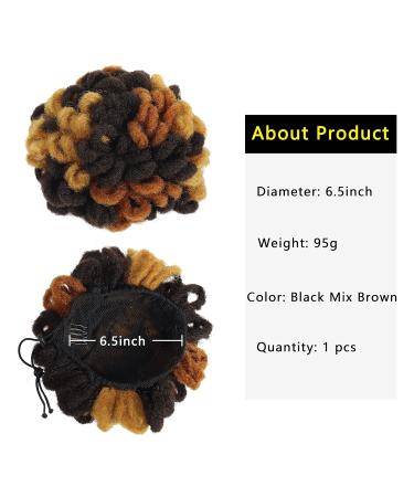 Meiriyfa Dreadlock Bun Afro Puff Clip-In Extensions for Black Women - Faux Locs & Braids (Black Mix Brown) - Buy Online on GoSupps.com