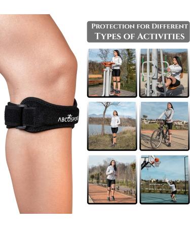 Abco Tech Patella Knee Strap - 2 Pack - Knee Pain Relief & Support for Sports & Exercise - Adjustable Black Band - Ideal for Running, Hiking, Soccer, Basketball - Buy Online on GoSupps.com