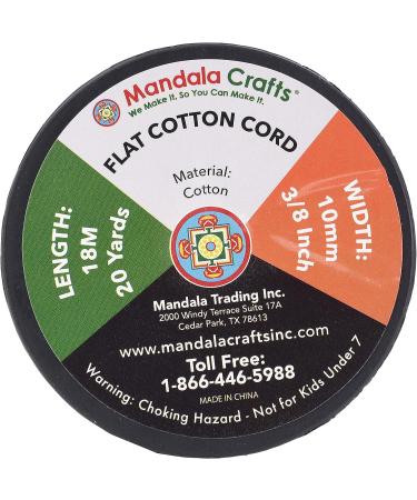 Mandala Crafts Black Flat Drawstring Cord - 3/8 Inch, 20 Yards - Soft Cotton Draw Cord for Hoodies and Sweatpants - Buy Online on GoSupps.com