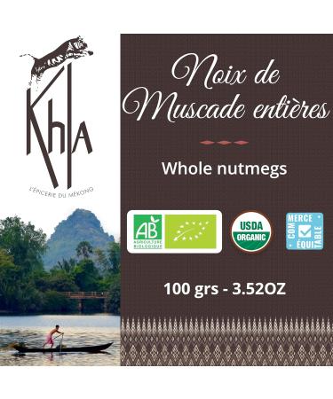 Khla - Organic Whole Nutmeg - 100g Tube - Nutmeg from Sri Lanka - Kitchen & Pastry Ingredient - Rare Asian Spice - Direct Pro - Buy Online on GoSupps.com