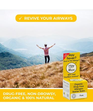 HayMax Allergen Barrier Balm 5ml - Organic Non-Drowsy Relief for Hay Fever Allergies - Blocks Pollen Dust & Allergens - For Adults, Kids & Pregnant Women - Buy Online on GoSupps.com