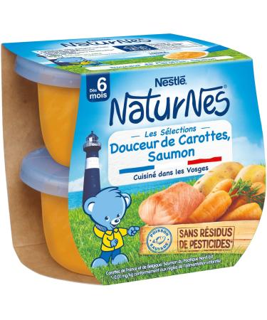 Nestlé Naturnes Les Sélections Small Baby Pots Sweetness of Carrots, Salmon - From 6 Months - 2x200g