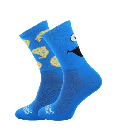Support men's bike socks breathable technology Non-slip fiber unisex funny pattern cyclist accessories for hiking walking climbing cycling essentials 42-44 someone blue