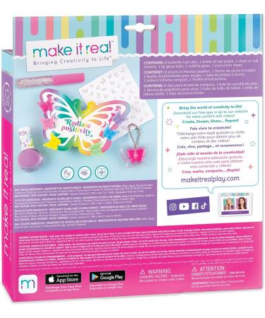 Make It Real Butterfly Dreams Cosmetic Set - 11 Pieces for Tweens & Girls | Includes Hair Clips Polish Stickers & Lip Gloss - Perfect for Kids Ages 8 - Buy Online on GoSupps.com