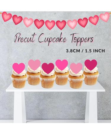 PRECUT Pink Love Heart Cupcake Toppers Valentines Day Edible Cake Topper Edible Valentine Cake Decorations Proposal Decorations Engagement Cake Decoration Anniversary Cake Toppers (24) - Buy Online on GoSupps.com