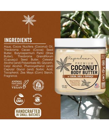 Coconut Body Butter for Dry Skin | Nourishing Body Cream with Raw Coconut Oil Cocoa Butter & Shea Butter | Whipped Moisturizer for Women - Buy Online on GoSupps.com