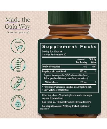 Gaia Herbs Ashwagandha Root Capsules - Organic Stress  Immune Support & Restful Sleep - 60 Vegan Liquid Phyto-Capsules - Buy Online on GoSupps.com