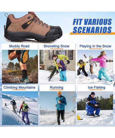 Ice Snow Cleats 10-Stud Rubber Crampons Anti Slip for Shoes & Boots - Men, Women, Kids - Size Large (7-9.5 Men/8.5-11 Women) - Buy Online on GoSupps.com