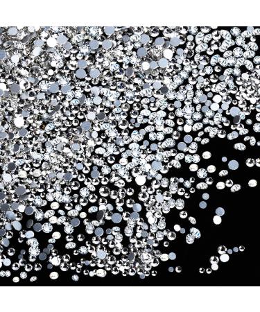 Nail Rhinestones  YGDZ 1728pcs Nail Gems Crystal Stones Flatback Clear Diamond Beads Rhinestones for Nails Art Crafts  288pcs for Each Size (SS3 4 5 6 8 10) (Clear)