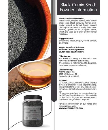 Aroma Depot 1 lb Black Seed Powder - Ground Nigella Sativa - Non-GMO & Gluten Free - Antioxidant & Anti Inflammatory Spice - Buy Online on GoSupps.com