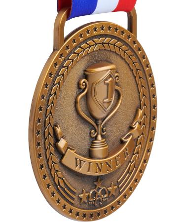 Gold Silver Bronze Medals for 1st 2nd 3rd Place Trophy Awards  Bright or Antique Finish with Attached Red White Blue Satin Ribbon - Sold Separately Antique Gold - Buy Online on GoSupps.com