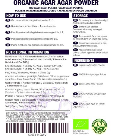 Indigo Herbs Agar Agar Powder Organic 50g - Buy Online on GoSupps.com