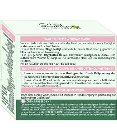  Garnier Garnier Rosy Glow 3-in-1 Face Cream for tired dull skin for a youthful glow care and firmness with organic rosehip oil and vitamin C 50 ml - Buy Online on GoSupps.com