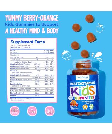 Kids Multivitamin Gummies | Citrus & Strawberry Flavored | Bone, Muscle & Immune Support | 90 Gummies - Buy Online on GoSupps.com