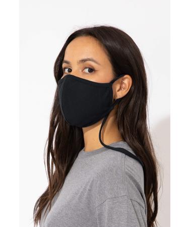 Sub_Urban RIOT Adjustable Ear Loops Pack of 3 100% Cotton Face Masks with Convenient Neck Strap and Air Filter Pocket Made in USA Black