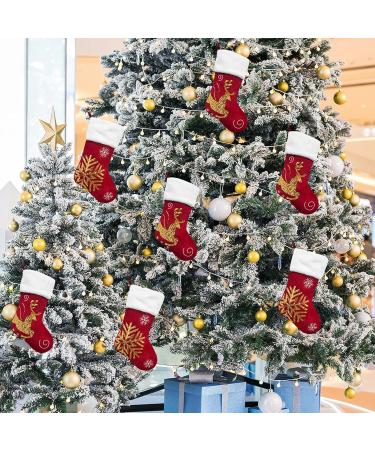 Belupai 17.3 Embroidered Velvet Christmas Stocking | Red Classic Holiday Gift Bag with Reindeer/Snow Design | Perfect for Fireplace Decor - Buy Online on GoSupps.com