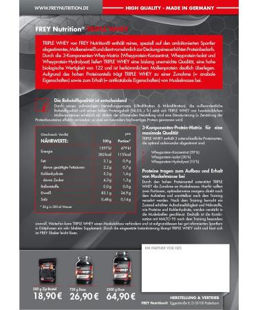 Frey Nutrition Triple Whey 2 x 500g - Vanilla Protein Powder 2 Pack for Muscle Gain & Recovery - International Shipping Available - Buy Online on GoSupps.com