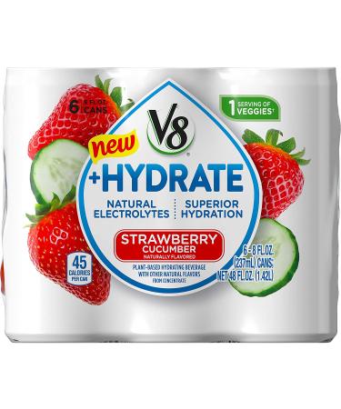 V8 +Hydrate Strawberry Cucumber Plant-Based Hydrating Beverage 8 oz. Can - 6 Pack x 4 - Buy Online on GoSupps.com