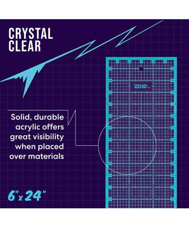 Zoid 6-1/2" X 24" Acrylic Ruler  Reversible Ruler for Measuring  Quilting Ruler  Slip-Resistant Ruler  Clear Acrylic Ruler 6"x24" - Buy Online on GoSupps.com