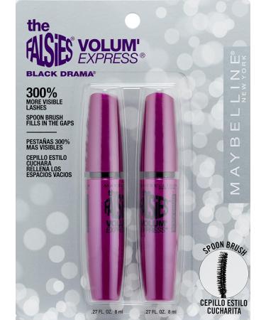 Maybelline Volum Express Falsies Washable Mascara Black Drama - Pack of 2 - Buy Online on GoSupps.com