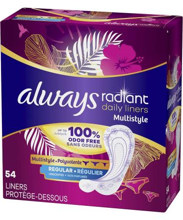 Always Radiant Daily Liners For Women Regular Length 54 Count - Buy Online on GoSupps.com