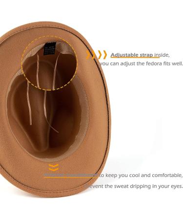 EOGIMI Western Cowboy Hat for Women Men - Camel Felt Wide Brim Panama with Silver Belt Buckle - Medium - Buy Online on GoSupps.com