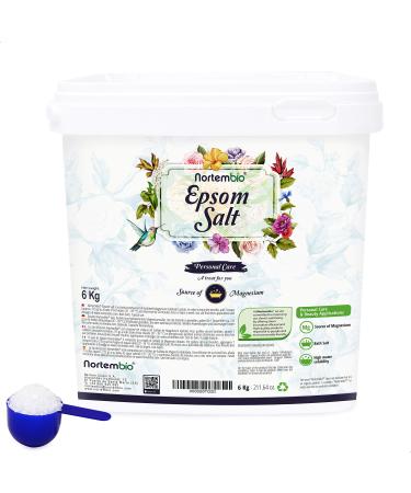 Nortembio Epsom Salt 6 kg. Concentrated source of natural magnesium.100% pure bathing salt no additives.Muscle relaxation and good sleep.Including e-book.6 kg (1 Pack)