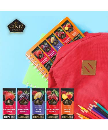 Cerez Pazari Dried Fruit Roll Ups 25g x 35 pack Snacks Variety Pack for Kids Healthy Fruit Snacks Bulk Vegan Real Fruit Bars Snacks with Strawberry Blackberry Plum Sour Cherry and Peach - Buy Online on GoSupps.com