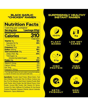 Immi Black Garlic Chicken Ramen: Plant-Based, Keto Friendly, High Protein, Low Carb - 6 Pack - Buy Online on GoSupps.com
