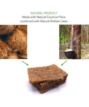 Biodegradable Natural Coconut Fiber and Rubber Latex Kitchen Scouring Pads Compostable Eco-Friendly Scrubber Non-Scratch Plastic-Free Scrubbers for Dishes and Cleaning 6 Pack - Buy Online on GoSupps.com