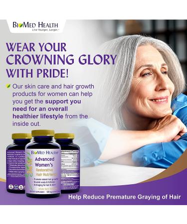 BioMed Health Hair Growth Vitamins for Women - 120ct | Promote Regrowth & Anti-Gray - Buy Online on GoSupps.com