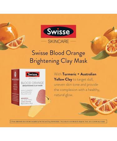 Swisse Blood Orange Clay Face Mask - Skin Brightening | All Skin Types | Turmeric & Ginseng | 2.47 Oz - Natural Skincare - Buy Online on GoSupps.com