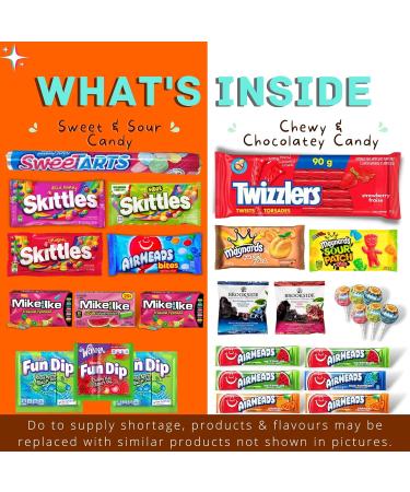 MunchyCravings Exotic Candy Box (50 Ct.) Our Bulk Bonbon Candy Mystery Box offers Tiktok Candy Treats For Adults Movie Nights and Gifts - Buy Online on GoSupps.com