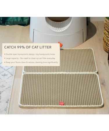 Premium XL Beige Cat Litter Mat - Double Layer Scatter Control & Waterproof - Buy Online on GoSupps.com
